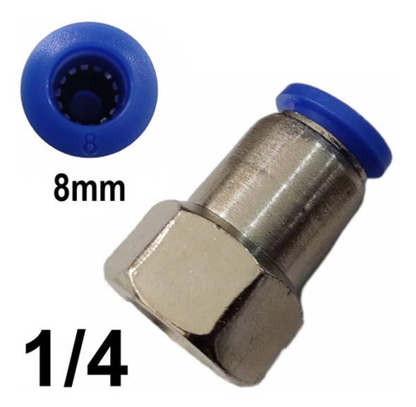 03 Conexao Pneumatica Reta Tubo 08mm Rosca Femea 1/4 0
