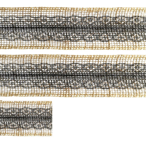 Fita De Juta C/renda Tam. 60mm X 9,5m - Cru E Preto - 34786 0