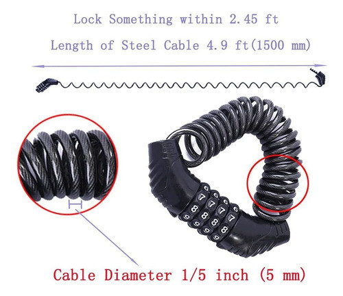 Uiizic Cerradura De Cable De Bicicleta, Candado De Viaje Po. 1
