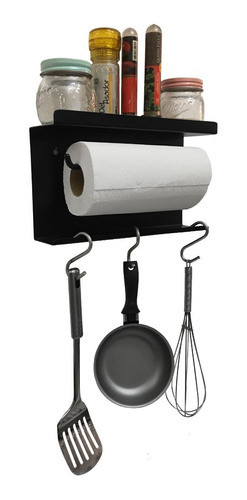 Porta Rollo De Cocina Especiero En Hierro Incluye Ganchos 1