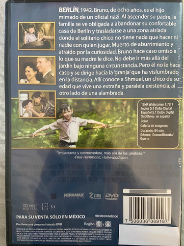 Dvd El Niño Con El Pijama De Rayas / Boy With The Striped... 1