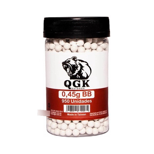 Munição Esfera Plástica Bbs 0,45g Branca 6mm Qgk 950un 0