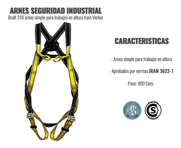 Arnes De Seguridad Bralt Simple Con Toma Frontal Homologado 1