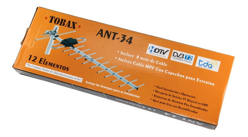 Antena Exterior Tv Digital Hd Tda Uhf 11 Dbi + 8m Cable Htec 0