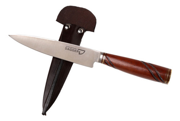 Cuchillo Artesanal Cabo Madera Cobriza Galloneada 14 Cm 0