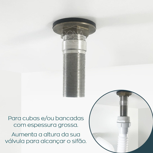 Prolongador De Valvula 7/8 Inox 60mm Escoamento Pia Banheiro 1