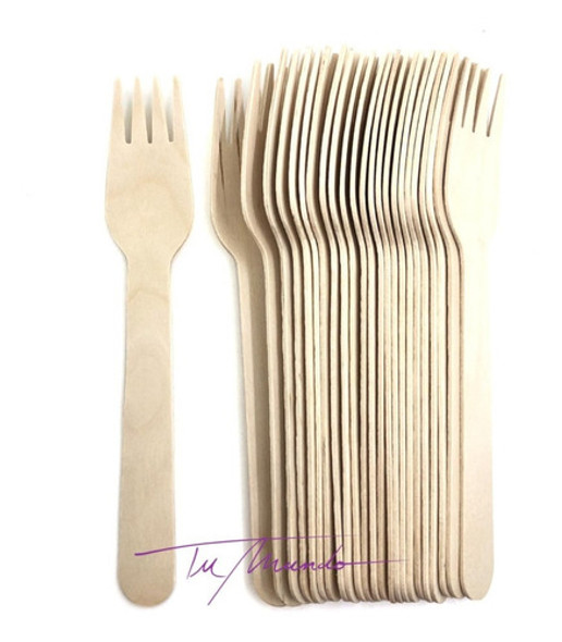 Tenedor Ecológico Descartable 15 Cm 24 U. Cotillón Cubiertos 1