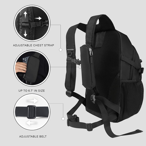 Mochila Para Trekking 20l Bolsillo En Correa Negr Le Peri... 1