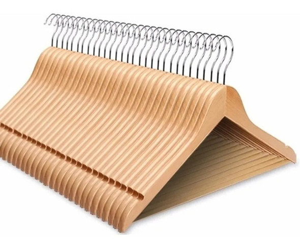 Pack De 8 Perchas De Madera Lustrada Y Barnizada 1 Calidad 0