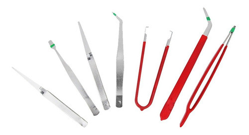 Kit 7 Pinças Longas De Aço - Artesanato Relógio E Eletrônica 1
