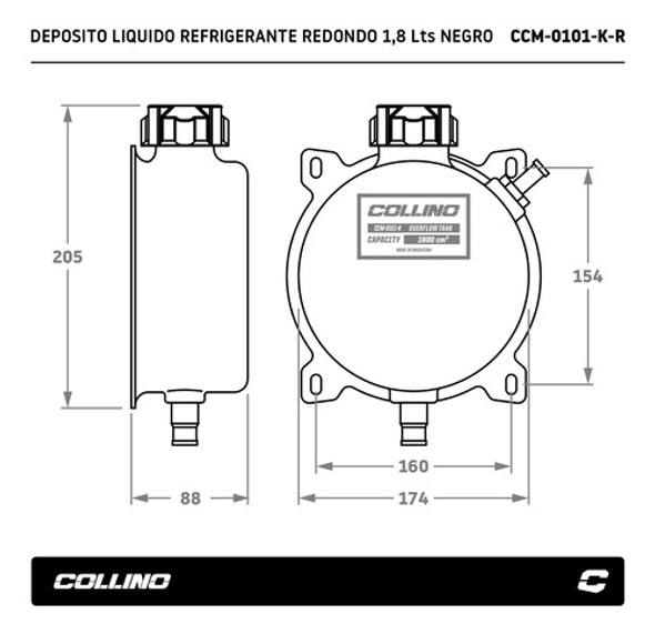 Deposito De Agua Aluminio 1.8 L Negro Der. Collino C 1 Deposito De Agua Aluminio 1.8 L Negro Der. Collino C 1