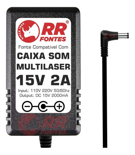 Fonte Carregador 15v 2a Para Caixa Multilaser Sp-220 Sp-259 0