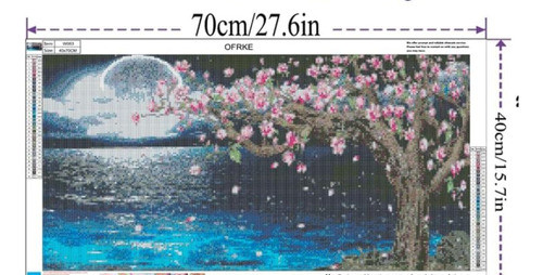 Kit Diamond Painting Completo 70cm X 40cm Mar Y Luna Llena 1