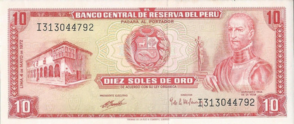 Perú Billete 10 Soles De Oro - Año 1972 - Pick 100c.1 - S/ C 1 Perú Billete 10 Soles De Oro - Año 1972 - Pick 100c.1 - S/ C 1