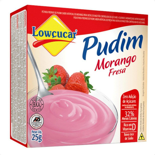 Kit C/ 3 Pudim Morango Zero Açúcares Lowçúcar 25g 0
