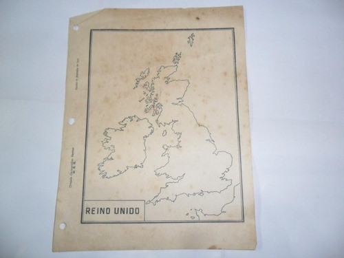Reino Unido Antiguo Mapa Croquis Cartografico Escolar M.e.h 0