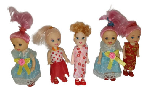 Lote 5 Muñecas 10 Cm Con Vestido Y Zapatos 0
