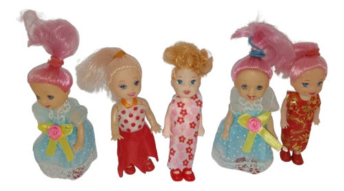 Lote 5 Muñecas 10 Cm Con Vestido Y Zapatos 1
