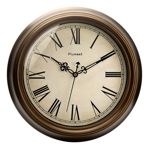 Plumeet Reloj De Pared Retro Grande, 13 Pulgadas, Sin Tictac 0