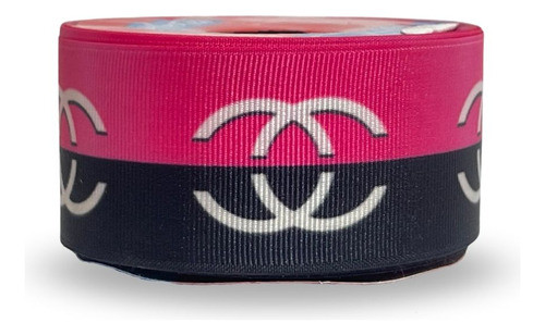 Fita De Gorgurão Estampada 38mm Bela Fita Nº9 - Grife Rosa 1