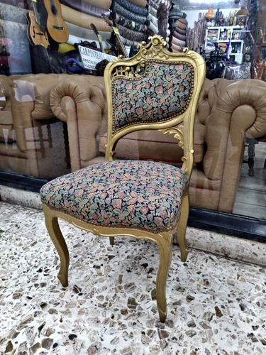 Silla Petit Luis Xv De Estilo Barroco Con Madera Tallada 0