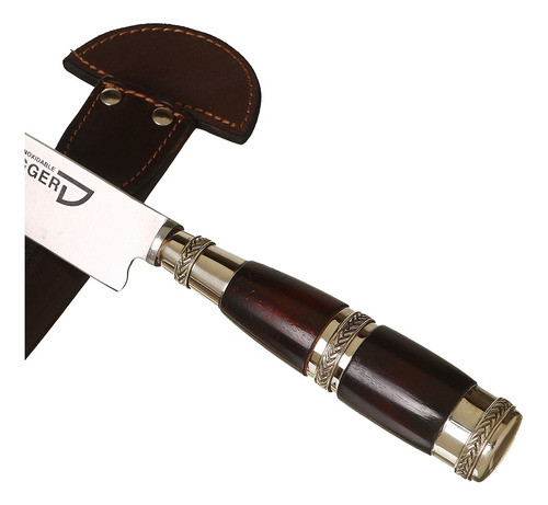 Cuchillo Cabo Madera Negra Con Triple Virola De Alpaca 14 Cm 1