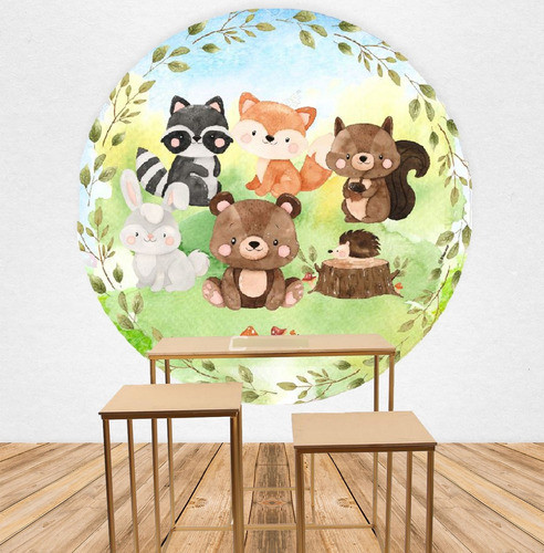 Funda De Tela Animalitos Del Bosque Para Panel De 1,50 Mt. 1