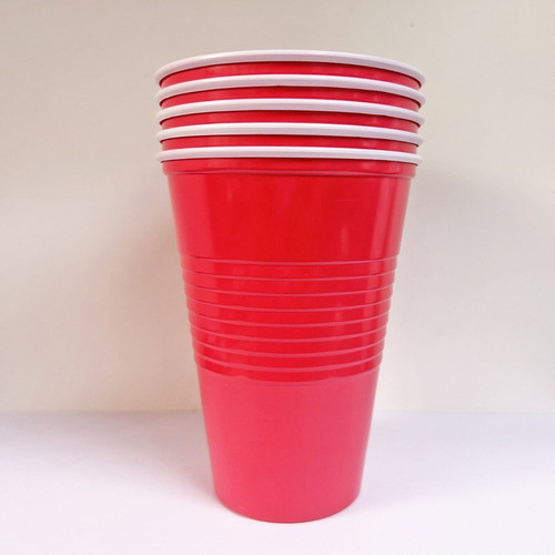 50 Vasos Americano Rojo 400ml Beer Pong Descartable Copobras 0