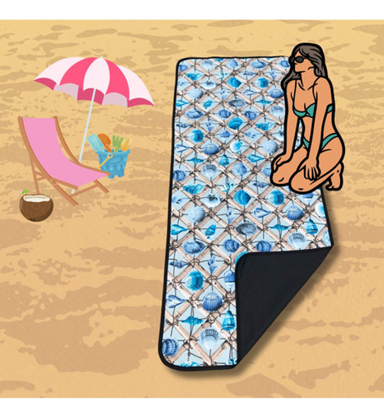 Esteira De Praia Impermeável Térmico - Conchas 150x70cm 1