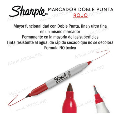 10 Marcador Sharpie Rojo Doble Punta Fina Ultra Fina 1