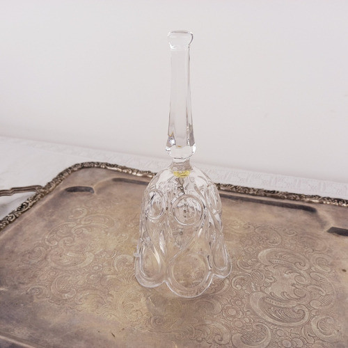 Linda Campana Antigua Tallada Badajo De Cristal Mirala 1