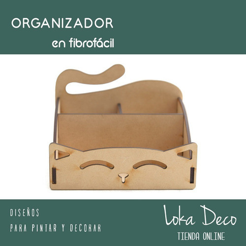 Organizador De Escritorio Gatito Fibro Facil Tamaño 27x20cm 0