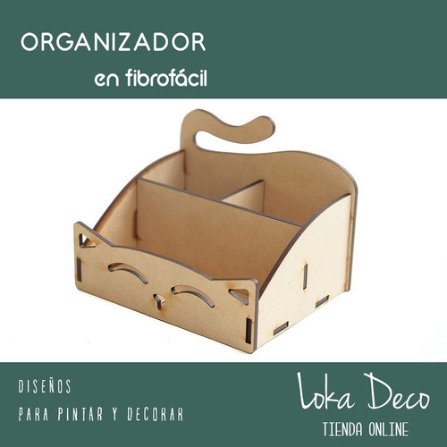 Organizador De Escritorio Gatito Fibro Facil Tamaño 27x20cm 1