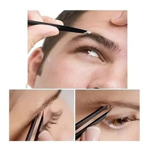 Set Pinza Depilar Cejas Profesional Punta Angulo +gorra Baño 1