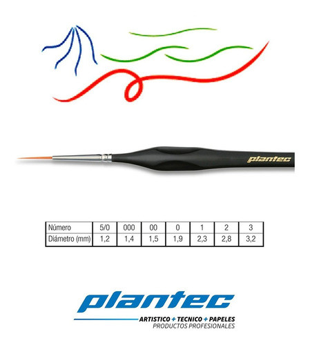 Pincel Liner Plantec 8970 Pelo Fibra Sint. Dorado N 2 1