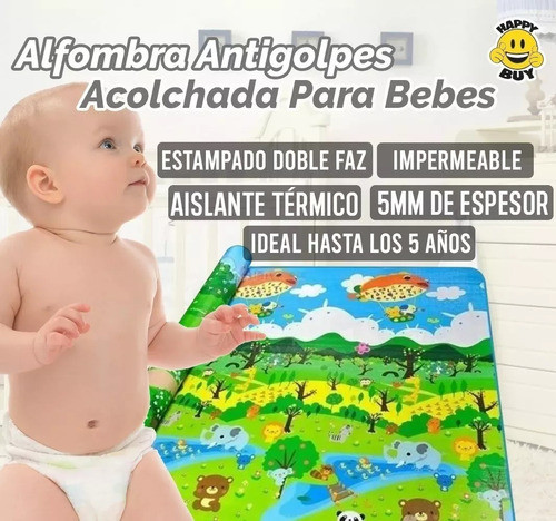 Alfombra Infantil Antigolpes Acolchada Piso Reversible 1