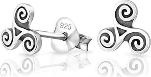 Dtpsilver Pendientes Pequeños De Plata De Ley 925 Triskele 6 0