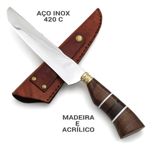 Faca Para Churrasco Holder 8'' Inox Cabo Madeira Imbuia M2 1