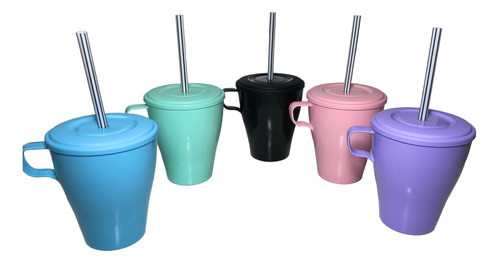 40 Tazas Con Tapa Y Sorbete Duro Souvenir Jardin Apto Calor 1