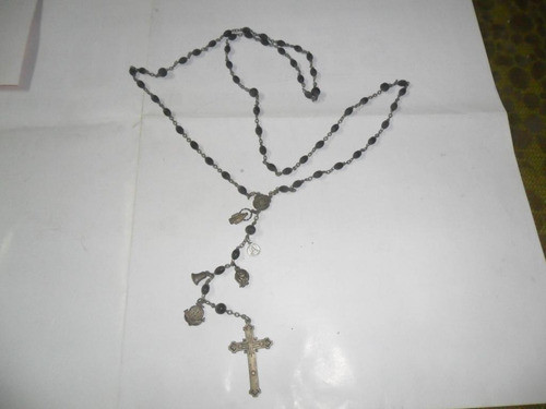 Santo Rosario Cruz Campanita Roma Dije Virgen Miniatura Rosa 0