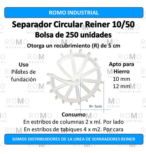 Separador Circular 10/50 Plástico Reiner Hormigón X 250 Un 1