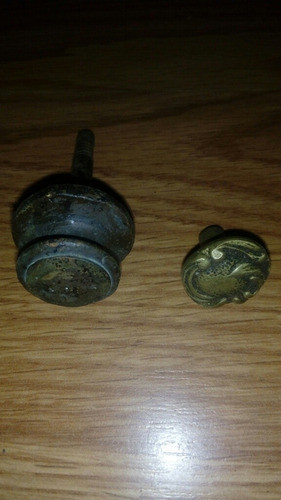 Antigua Perilla Boton Tirador De Bronce Para Mueble 0