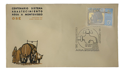 Uruguay Sobre Primer Día Centenario Abastecimiento Agua Sp1 0