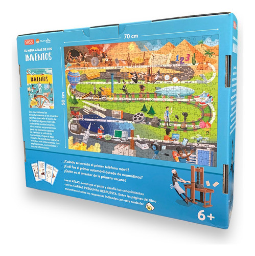 El Mega Atlas De Los Inventos 500 Piezas + Libro + Cartas 1