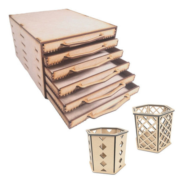 Pack Organizador Lápices + Lapiceros Mdf Laser 0
