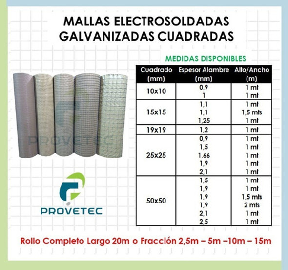Malla Electrosoldada Galvanizada Tejido Alambre 10x10 0,9mm 1