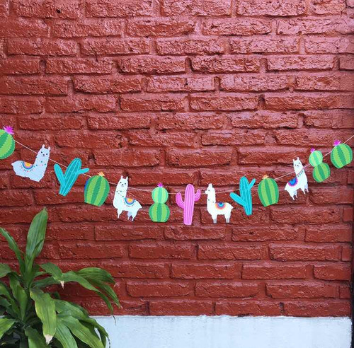 Guirnalda Banderín Llama Cactus Mexico Fiesta Cotillon 0