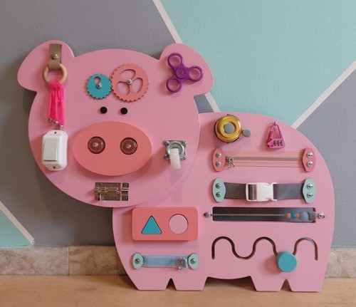 Tablero Panel Sensorial Montessori Bebes Chanchito Cerdito 1