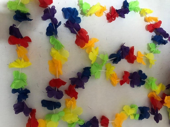 24 Collares Hawaianos Tela Multicolor Cotillon Carioca 1