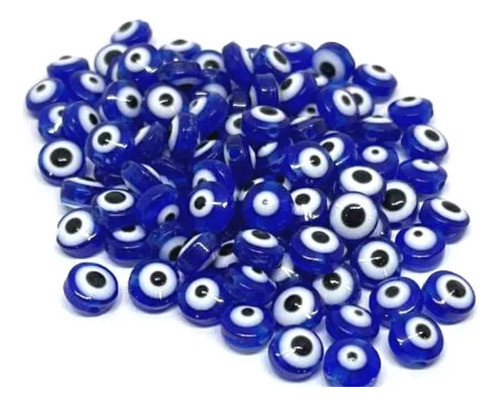 50 Ojos Turcos Color Azul, Plano De 8mm.myfjoyas 0